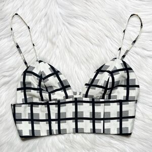 NBD Plaid Crop Top Bralette White and Black Size XS